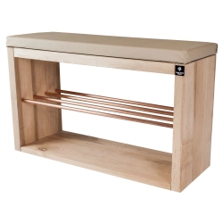 Regał Szafka Na Buty Naturalny Z Siedziskiem Kolory Drewno Lite RBS-24 Rozmiary 50 cm do 120