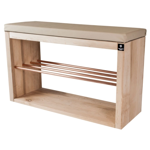 Regał Szafka Na Buty Naturalny Z Siedziskiem Kolory Drewno Lite RBS-24 Rozmiary 50 cm do 120