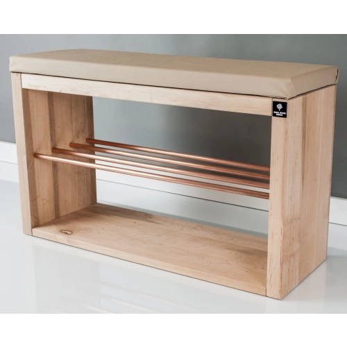 Regał Szafka Na Buty Naturalny Z Siedziskiem Kolory Drewno Lite RBS-24 Rozmiary 50 cm do 120