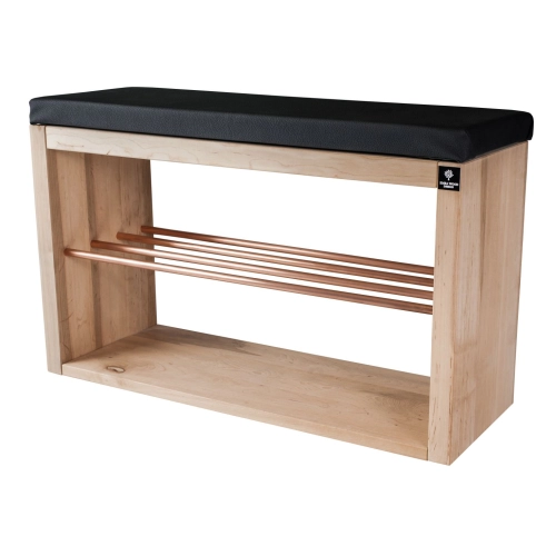 Regał Szafka Na Buty Naturalny Z Siedziskiem Kolory Drewno Lite RBS-24 Rozmiary 50 cm do 120