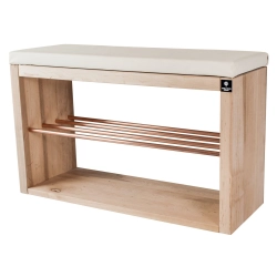 Regał Szafka Na Buty Naturalny Z Siedziskiem Kolory Drewno Lite RBS-24 Rozmiary 50 cm do 120