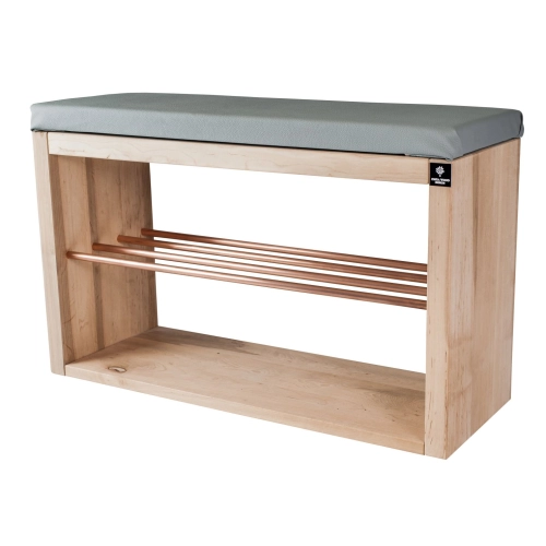 Regał Szafka Na Buty Naturalny Z Siedziskiem Kolory Drewno Lite RBS-24 Rozmiary 50 cm do 120