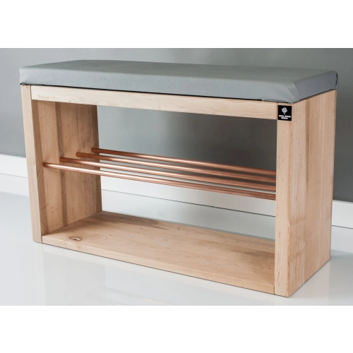 Regał Szafka Na Buty Naturalny Z Siedziskiem Kolory Drewno Lite RBS-24 Rozmiary 50 cm do 120