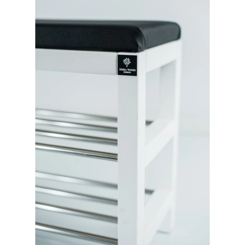 Regał Szafka Na Buty Biały Z Siedziskiem Kolory Drewno Lite RBS-27 Rozmiary od 50 cm do 120 cm