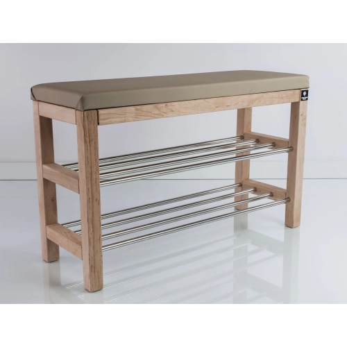 Regał Szafka Na Buty Naturalny Z Siedziskiem Kolory Drewno Lite RBS-27 Rozmiary od 50 cm do 120 cm