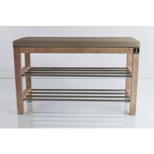 Regał Szafka Na Buty Naturalny Z Siedziskiem Kolory Drewno Lite RBS-27 Rozmiary od 50 cm do 120 cm