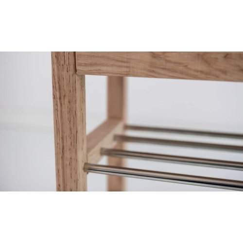 Regał Szafka Na Buty Naturalny Z Siedziskiem Kolory Drewno Lite RBS-27 Rozmiary od 50 cm do 120 cm