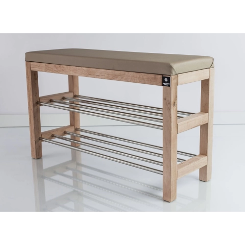 Regał Szafka Na Buty Naturalny Z Siedziskiem Kolory Drewno Lite RBS-27 Rozmiary od 50 cm do 120 cm