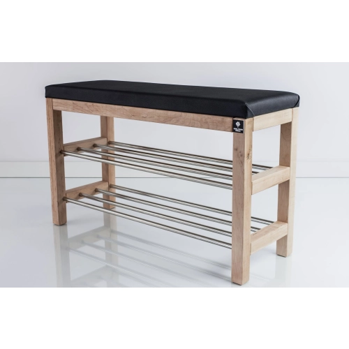 Regał Szafka Na Buty Naturalny Z Siedziskiem Kolory Drewno Lite RBS-27 Rozmiary od 50 cm do 120 cm