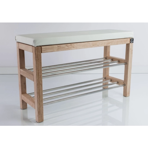 Regał Szafka Na Buty Naturalny Z Siedziskiem Kolory Drewno Lite RBS-27 Rozmiary od 50 cm do 120 cm
