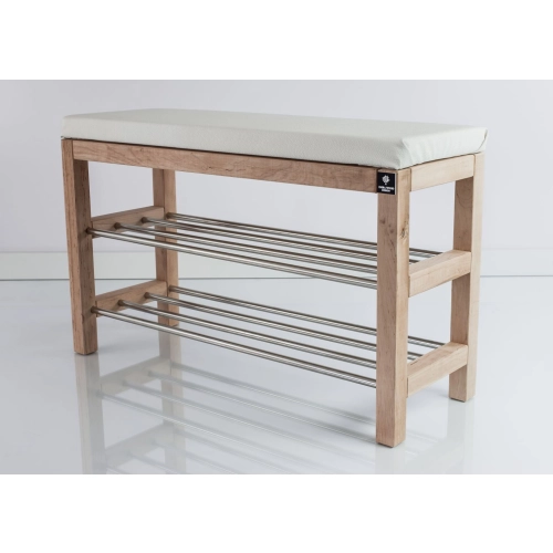 Regał Szafka Na Buty Naturalny Z Siedziskiem Kolory Drewno Lite RBS-27 Rozmiary od 50 cm do 120 cm