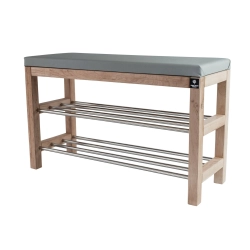 Regał Szafka Na Buty Naturalny Z Siedziskiem Kolory Drewno Lite RBS-27 Rozmiary od 50 cm do 120 cm