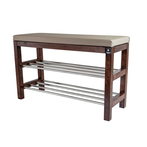 Regał Szafka Na Buty Orzech Z Siedziskiem Kolory Drewno Lite RBS-27 Rozmiary od 50 cm do 120 cm