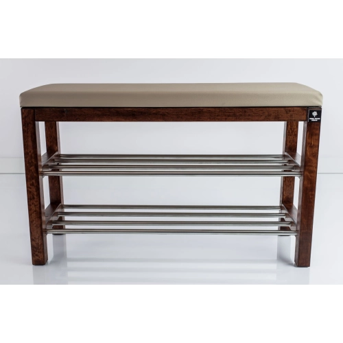 Regał Szafka Na Buty Orzech Z Siedziskiem Kolory Drewno Lite RBS-27 Rozmiary od 50 cm do 120 cm