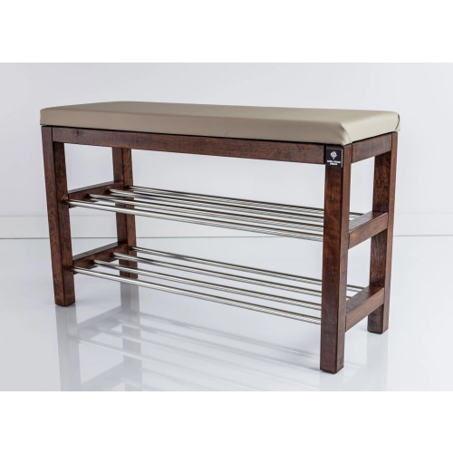 Regał Szafka Na Buty Orzech Z Siedziskiem Kolory Drewno Lite RBS-27 Rozmiary od 50 cm do 120 cm