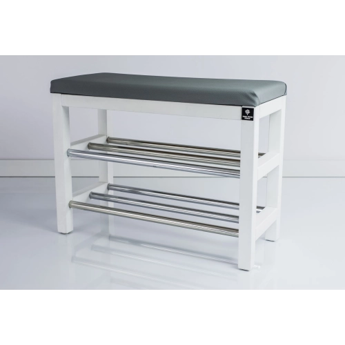 Regał Szafka Na Buty Biały Z Siedziskiem Kolory Drewno Lite RBS-28 Rozmiary od 50 cm do 120 cm