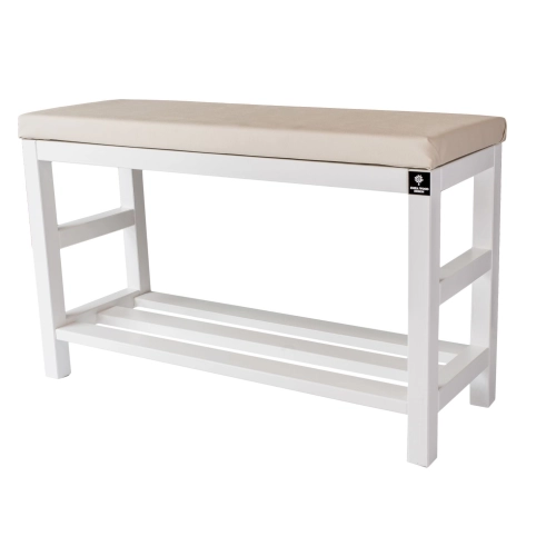 Regał Szafka  Na Buty Biały Z Siedziskiem Kolory Drewno Lite RBS-5 Rozmiary od 50 cm do 120 cm