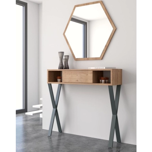 KONSOLA LOFT STAL CZARNA STAL LUSTRO SKD-102