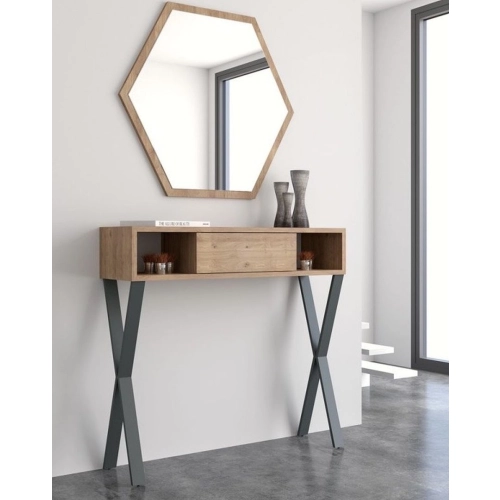 KONSOLA LOFT STAL CZARNA STAL LUSTRO SKD-102