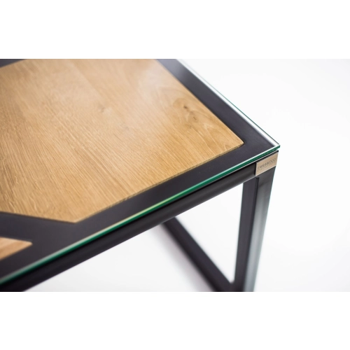 SKD-19 STOLIK KAWOWY DREWNO LITE STAL SZYBA