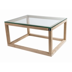 SKD-8 NATURALNY STOLIK KAWOWY DREWNO LITE , SZYBA HARTOWANA