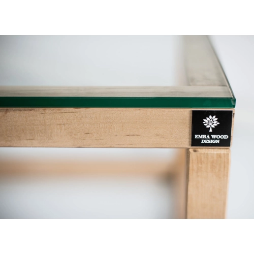 SKD-8 NATURALNY STOLIK KAWOWY DREWNO LITE , SZYBA HARTOWANA