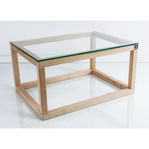 SKD-8 NATURALNY STOLIK KAWOWY DREWNO LITE , SZYBA HARTOWANA