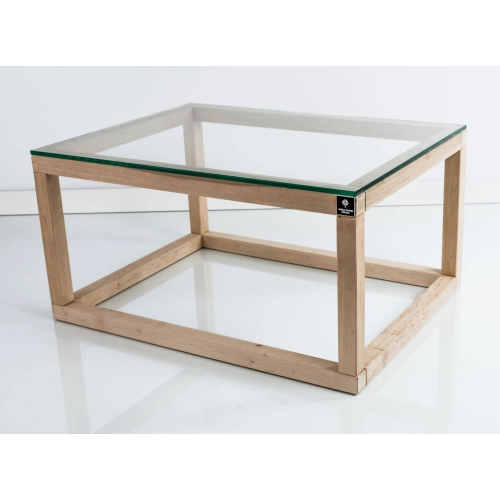 SKD-8 NATURALNY STOLIK KAWOWY DREWNO LITE , SZYBA HARTOWANA