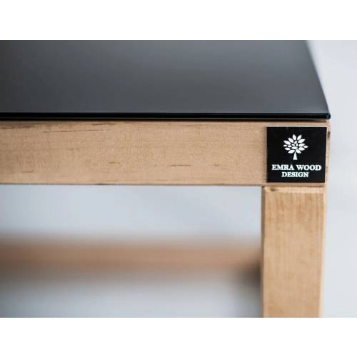 SKD-9 STOLIK NATURALNY BLACK KAWOWY DREWNO LITE , SZYBA HARTOWANA