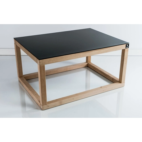 SKD-9 STOLIK NATURALNY BLACK KAWOWY DREWNO LITE , SZYBA HARTOWANA