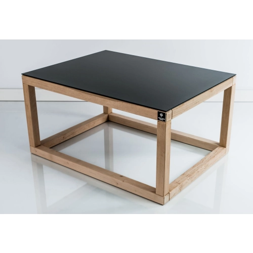 SKD-9 STOLIK NATURALNY BLACK KAWOWY DREWNO LITE , SZYBA HARTOWANA