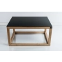 SKD-9 STOLIK NATURALNY BLACK KAWOWY DREWNO LITE , SZYBA HARTOWANA