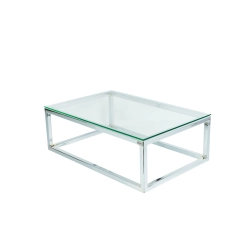 SKD-4 STOLIK KAWOWY STAL NIERDZEWNA POLEROWANA - SZCZOTKOWANA SZYBA HARTOWANA