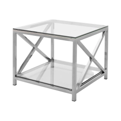 ST-74 STOLIK KAWOWY STAL NIERDZEWNA POLEROWANA - SZCZOTKOWANA SZYBA HARTOWANA