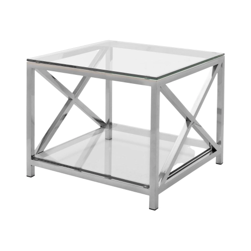 ST-74 STOLIK KAWOWY STAL NIERDZEWNA POLEROWANA - SZCZOTKOWANA SZYBA HARTOWANA