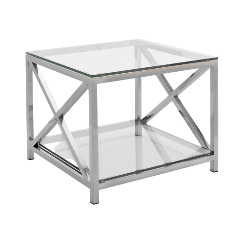 ST-74 STOLIK KAWOWY STAL NIERDZEWNA POLEROWANA - SZCZOTKOWANA SZYBA HARTOWANA