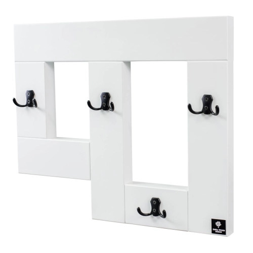 Ławeczka Pufa Pikowana Ekoskóra Brąz Guzik Tapicerowany LPP-4 + Wieszak Ścienny WDC-19 Kolory