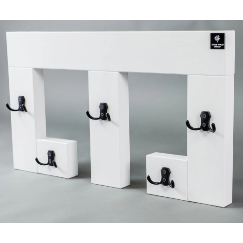 Ławka Pufa Pikowana Ekoskóra Brąz LPP-3 + Wieszak Ścienny WDC-22