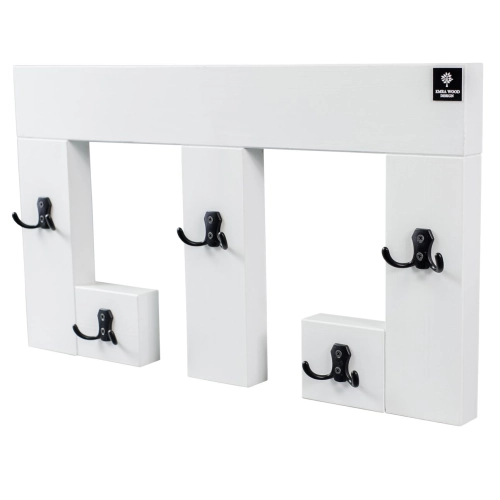 Ławka Pufa Pikowana Ekoskóra Brąz LPP-3 + Wieszak Ścienny WDC-22