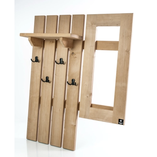 WDC-3 WIESZAK ŚCIENNY DREWNIANY  LITE Dąb Olcha Lustro Rozmiar od 100 do 120 cm