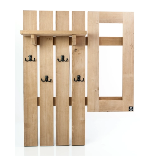 WDC-3 WIESZAK ŚCIENNY DREWNIANY  LITE Dąb Olcha Lustro Rozmiar od 100 do 120 cm