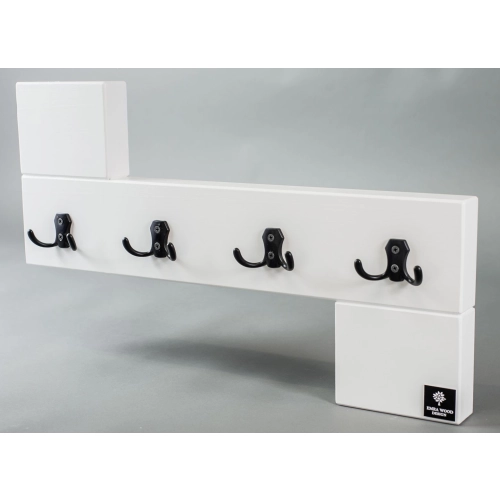 Ławka Pufa Pikowana Ekoskóra Czarna Guzik Tapicerowany LPP-2 + Wieszak Ścienny WDC-35 Kolory