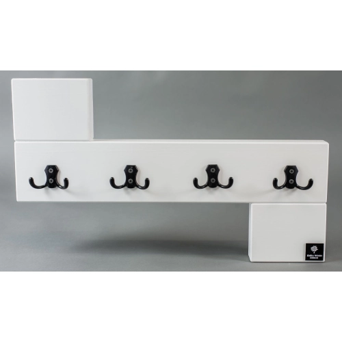 Ławka Pufa Pikowana Ekoskóra Czarna Guzik Tapicerowany LPP-2 + Wieszak Ścienny WDC-35 Kolory