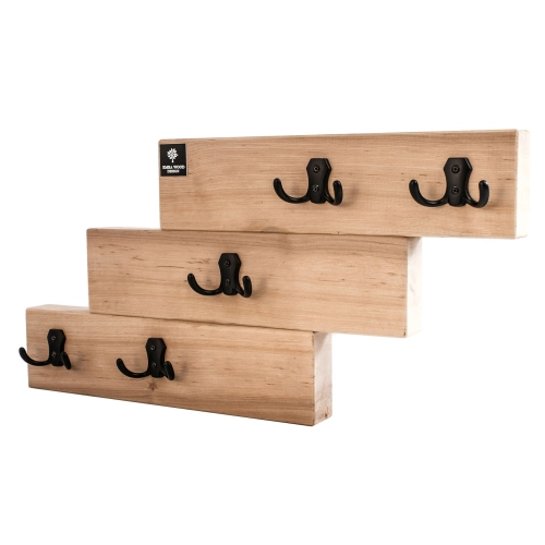 WDC-46 Wieszak Ścienny Drewniany Naturalny Dąb Olcha Rozmiar od 50  do 120 cm