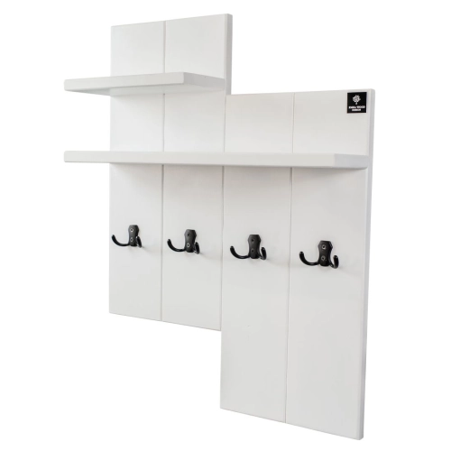 Ławka Pufa Pikowana Ekoskóra Brąz Guzik Tapicerowany LPP-4 + Wieszak Ścienny WDC-5 Kolory