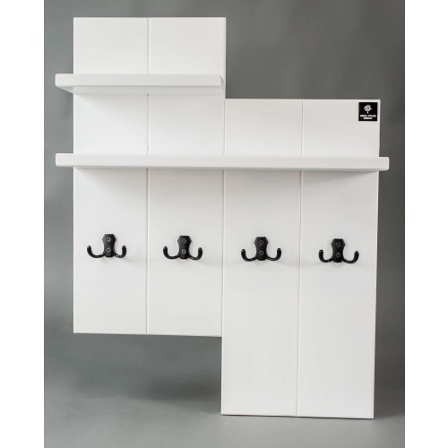 Ławka Pufa Pikowana Ekoskóra Brąz Guzik Tapicerowany LPP-4 + Wieszak Ścienny WDC-5 Kolory