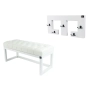 Ławka Pufa Pikowana Ekoskóra Biała Guzik Tapicerowany LPP-2 + Wieszak Ścienny WDC-22 Kolory