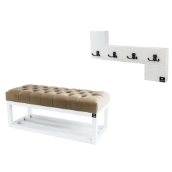 Ławka Pikowana Cappuccino  LPP-3 + Wieszak Ścienny WDC-35