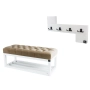 Ławka Pikowana Cappuccino  LPP-3 + Wieszak Ścienny WDC-35