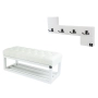 Ławka Pikowana Ekoskóra Biała LPP-3 + Wieszak Ścienny WDC-35